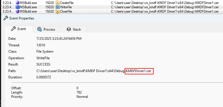 Procmon driver certificate write